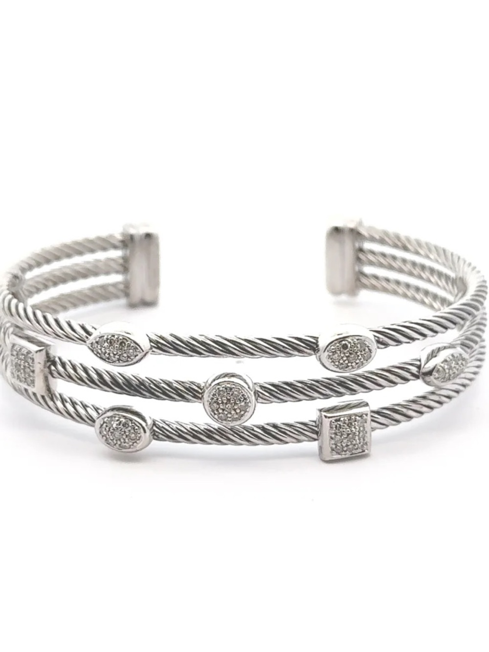 David Yurman Three Row Confetti Bracelet with Pavé White Diamonds